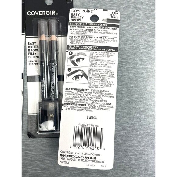 Lot Of 6 COVERGIRL Easy Breezy Brow Fill +Define #500 BLACK NOIR - Picture 2 of 4